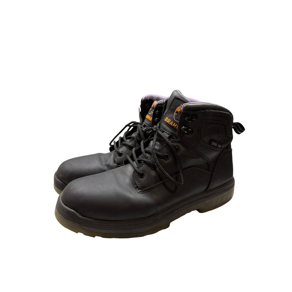 Brahma Steel Toe Work Boots Womens Black Purple ASTM F2413-18 8.5